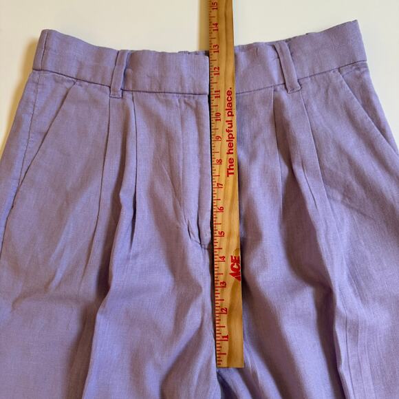 Abercrombie & Fitch Linen Blend Lilac Size Small EUC High Waist Pleated Wide Leg - Picture 5 of 12